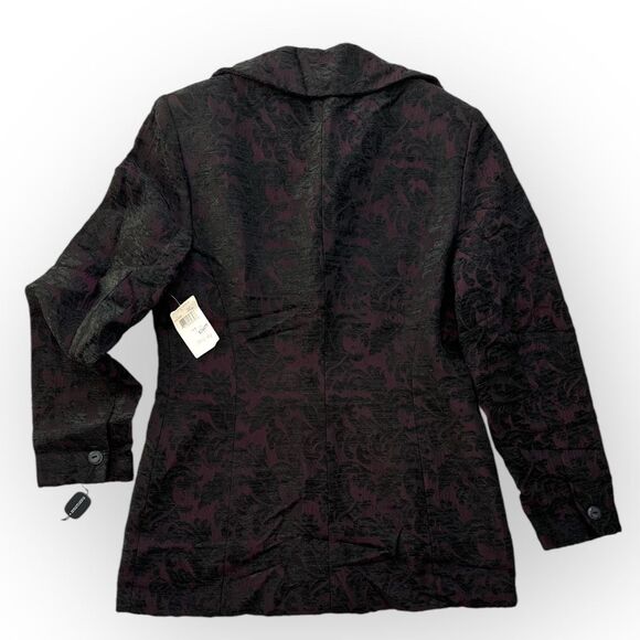 TAHARI Vintage With Tags Burgundy and Black Lined‎ Blazer Wm Sz 8 - Picture 4 of 9